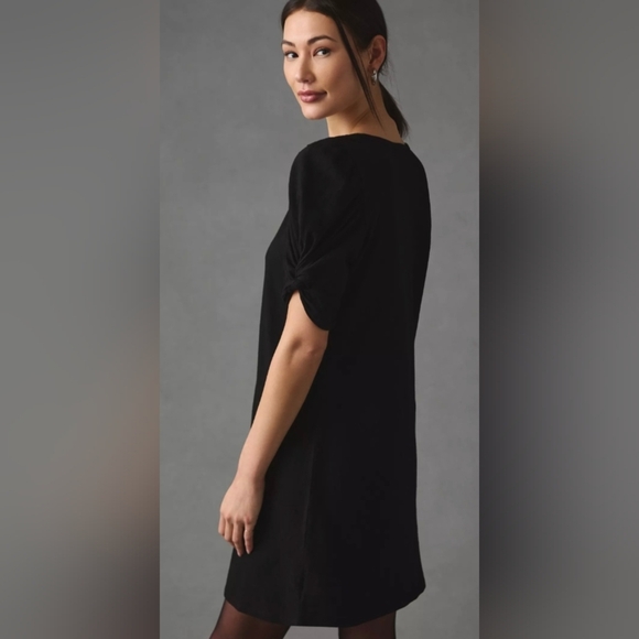 Amadi Anthropologie NWT Twist Puff-Sleeve dress in black size XL - Picture 3 of 8